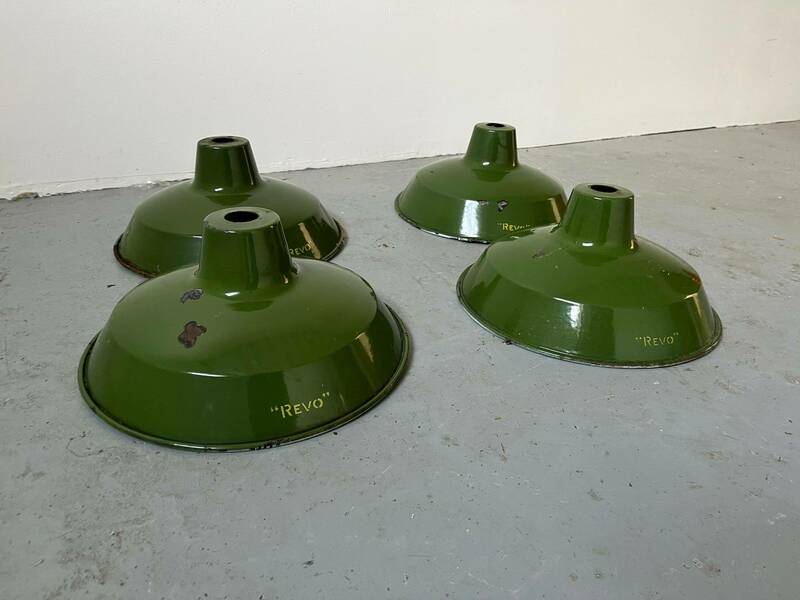 Revo 1930s/ 40s Vintage Industrial Lamp Shades Green