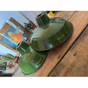 Revo 1930s/ 40s Vintage Industrial Lamp Shades Green