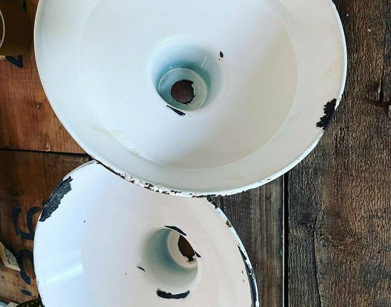 Revo 1930s/ 40s Vintage Industrial Lamp Shades Green