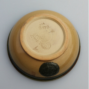 Unusual British Art Pottery Doulton Lambeth Seal Advertiser Trinket Dish C.1900