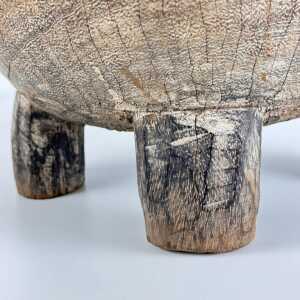 Rustic Hand-Carved Oak Mortar with Primitive Charm, Circa Late 1920s