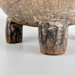 Rustic Hand-Carved Oak Mortar with Primitive Charm, Circa Late 1920s