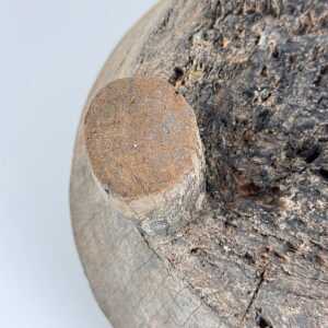 Rustic Hand-Carved Oak Mortar with Primitive Charm, Circa Late 1920s
