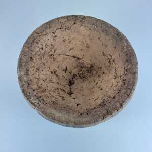 Rustic Hand-Carved Oak Mortar with Primitive Charm, Circa Late 1920s