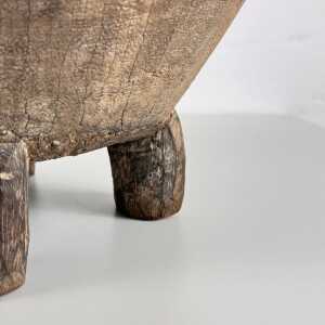 Rustic Hand-Carved Oak Mortar with Primitive Charm, Circa Late 1920s