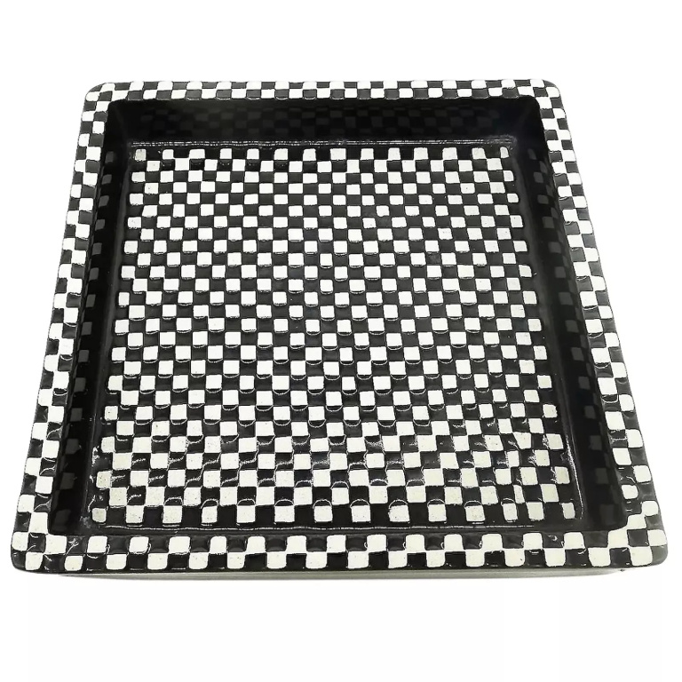 A Stig Lindberg for Gustavsberg Scandinavian art pottery 8"sq Domino Dish C.1955