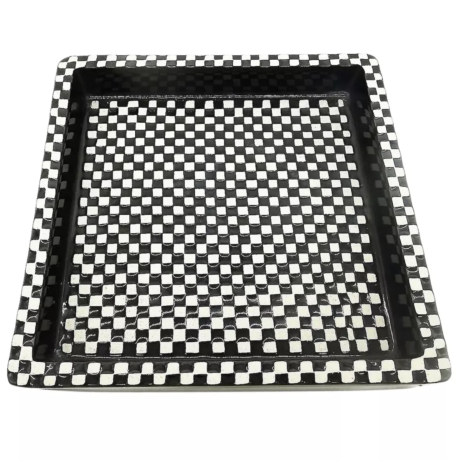 A Stig Lindberg for Gustavsberg Scandinavian art pottery 8"sq Domino Dish C.1955