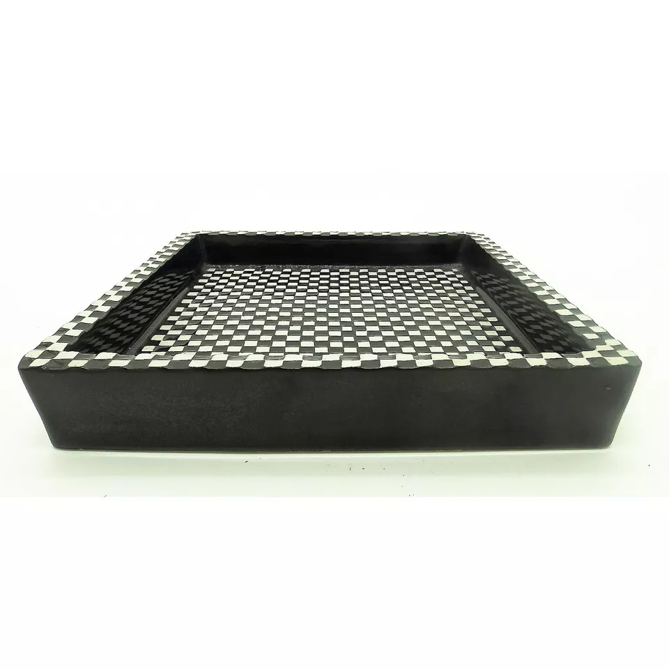 A Stig Lindberg for Gustavsberg Scandinavian art pottery 8"sq Domino Dish C.1955