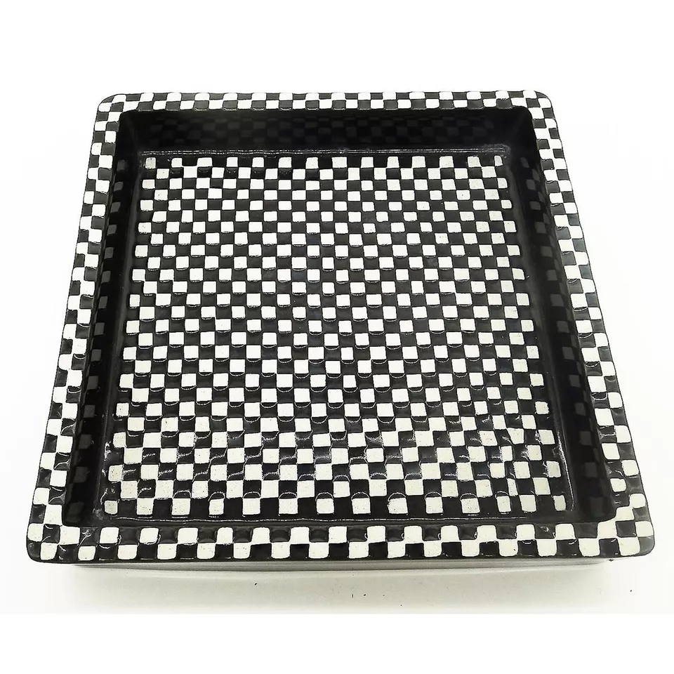 A Stig Lindberg for Gustavsberg Scandinavian art pottery 8"sq Domino Dish C.1955