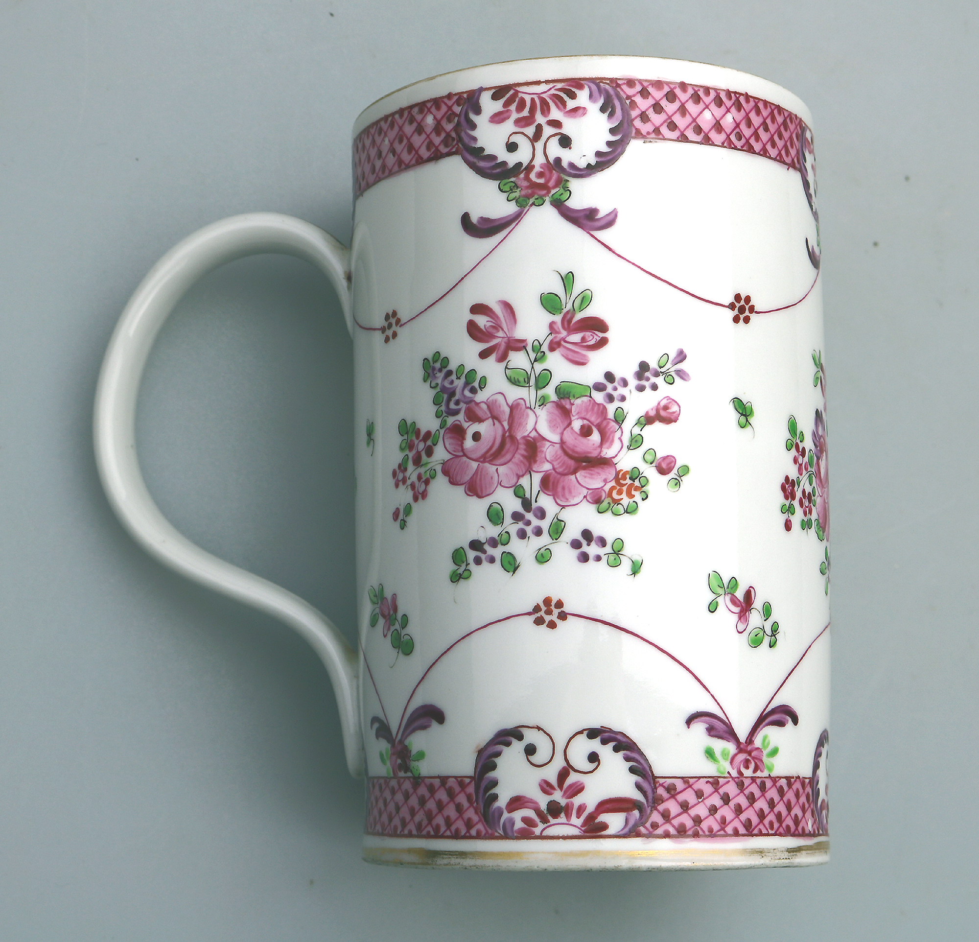 An antique French Samson of Paris porcelain Chinese Famille Rose Tankard C.19thC