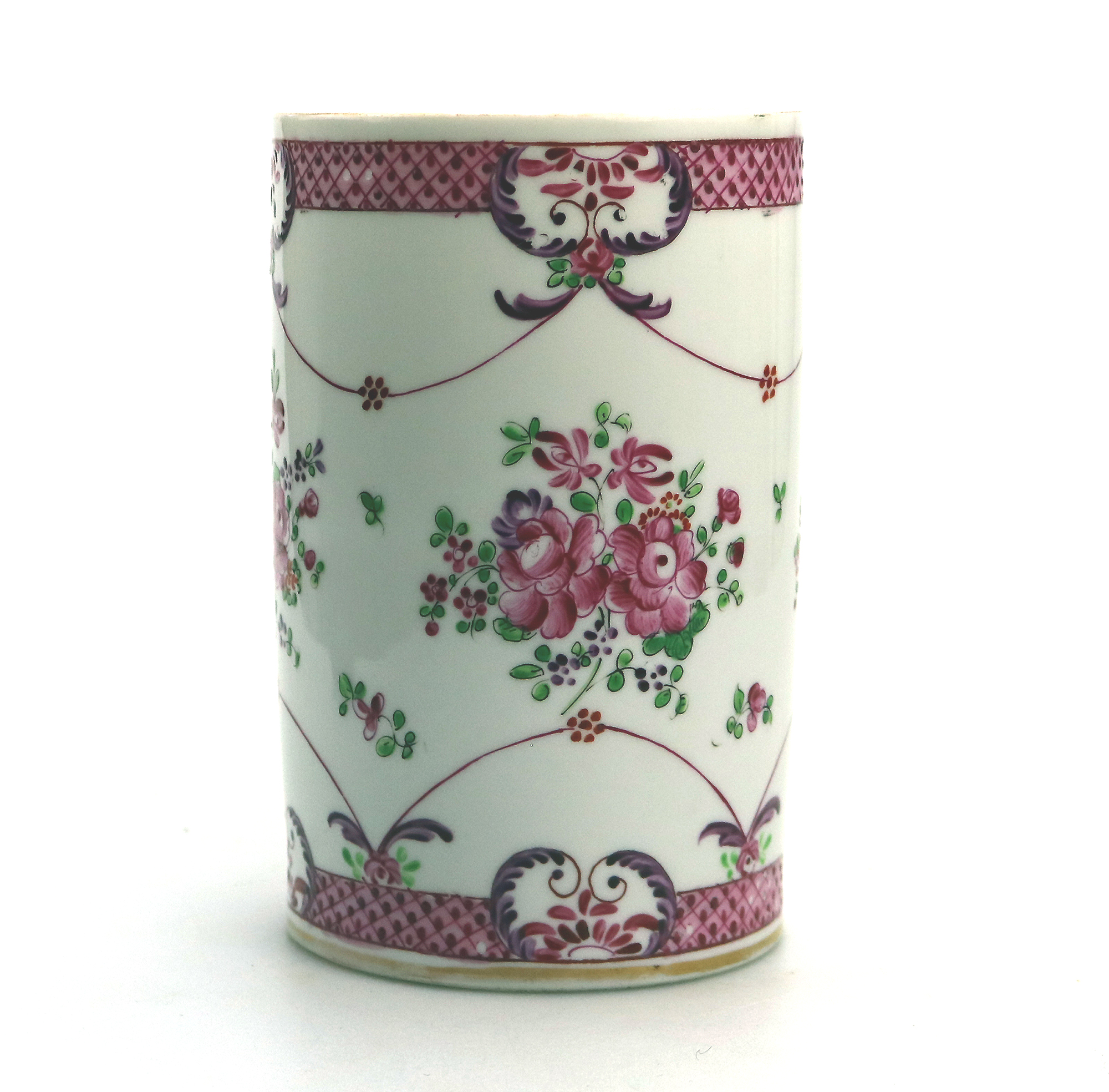 An antique French Samson of Paris porcelain Chinese Famille Rose Tankard C.19thC