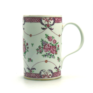 An antique French Samson of Paris porcelain Chinese Famille Rose Tankard C.19thC