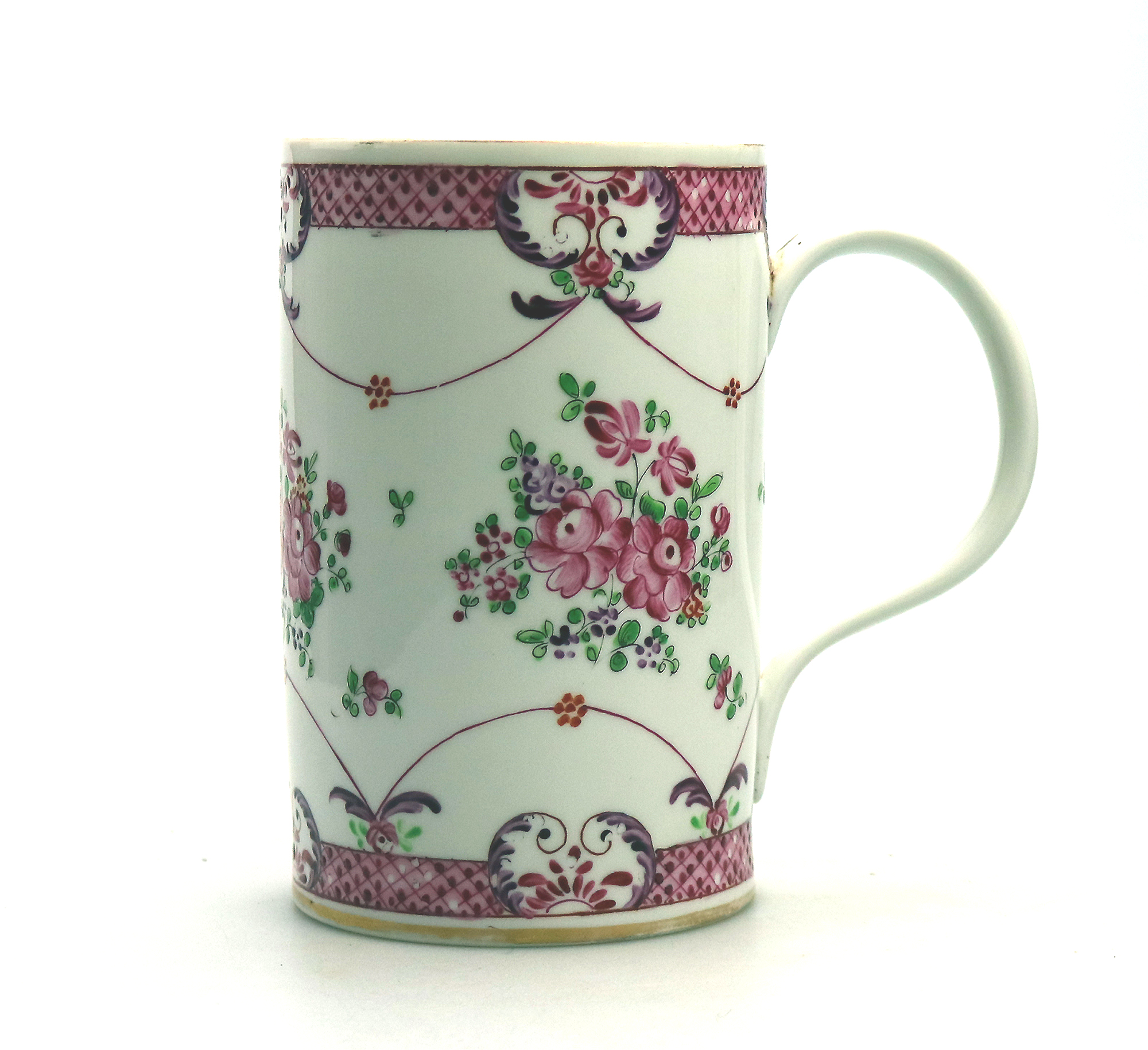 An antique French Samson of Paris porcelain Chinese Famille Rose Tankard C.19thC