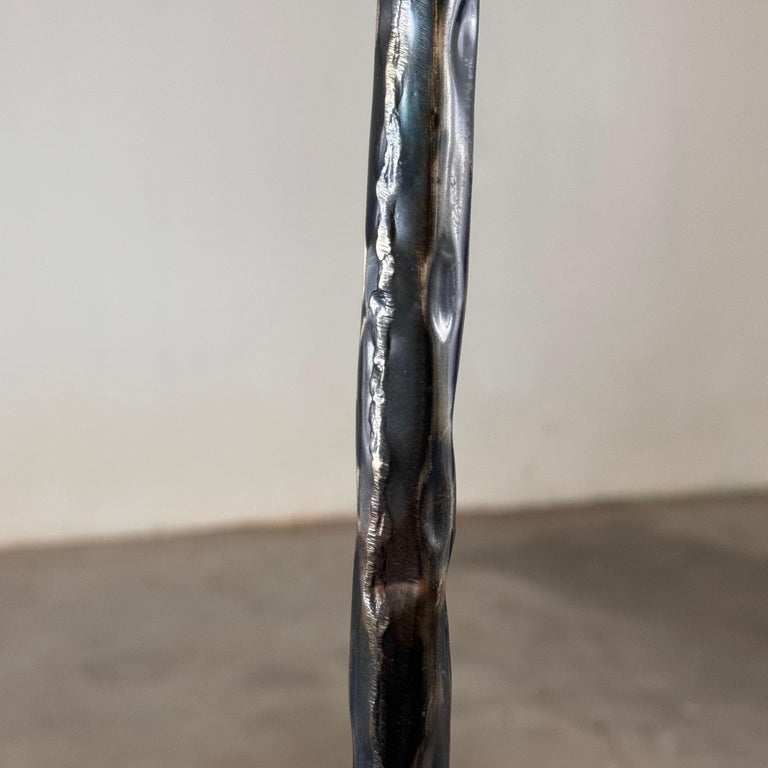 Sculptural Candle Holders in Burnished Metal, Set of 3, Italy, 1980s