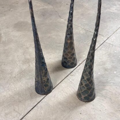 Sculptural Candle Holders in Burnished Metal, Set of 3, Italy, 1980s