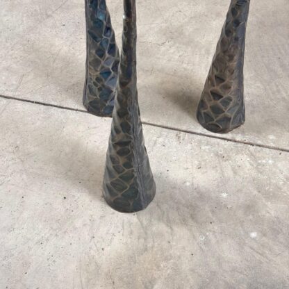 Sculptural Candle Holders in Burnished Metal, Set of 3, Italy, 1980s