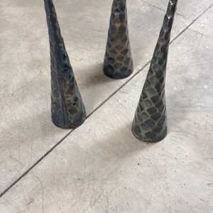 Sculptural Candle Holders in Burnished Metal, Set of 3, Italy, 1980s