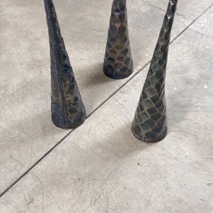 Sculptural Candle Holders in Burnished Metal, Set of 3, Italy, 1980s
