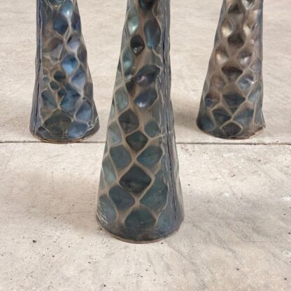 Sculptural Candle Holders in Burnished Metal, Set of 3, Italy, 1980s