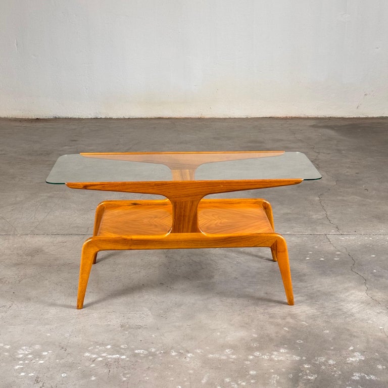 Sculptural Walnut Coffee Table by Gio Ponti for Domus Nova, Italy, 1950s