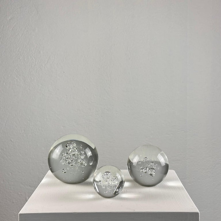 Set of 3 Signed Alfredo Barbini Glass Ornaments for Barbini Murano, Italy, 1980s