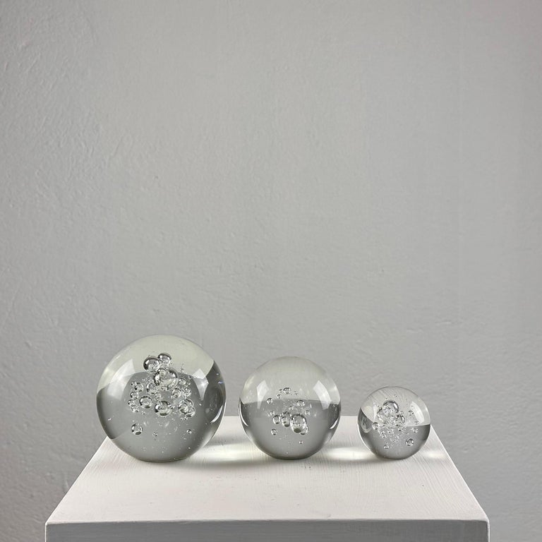 Set of 3 Signed Alfredo Barbini Glass Ornaments for Barbini Murano, Italy, 1980s