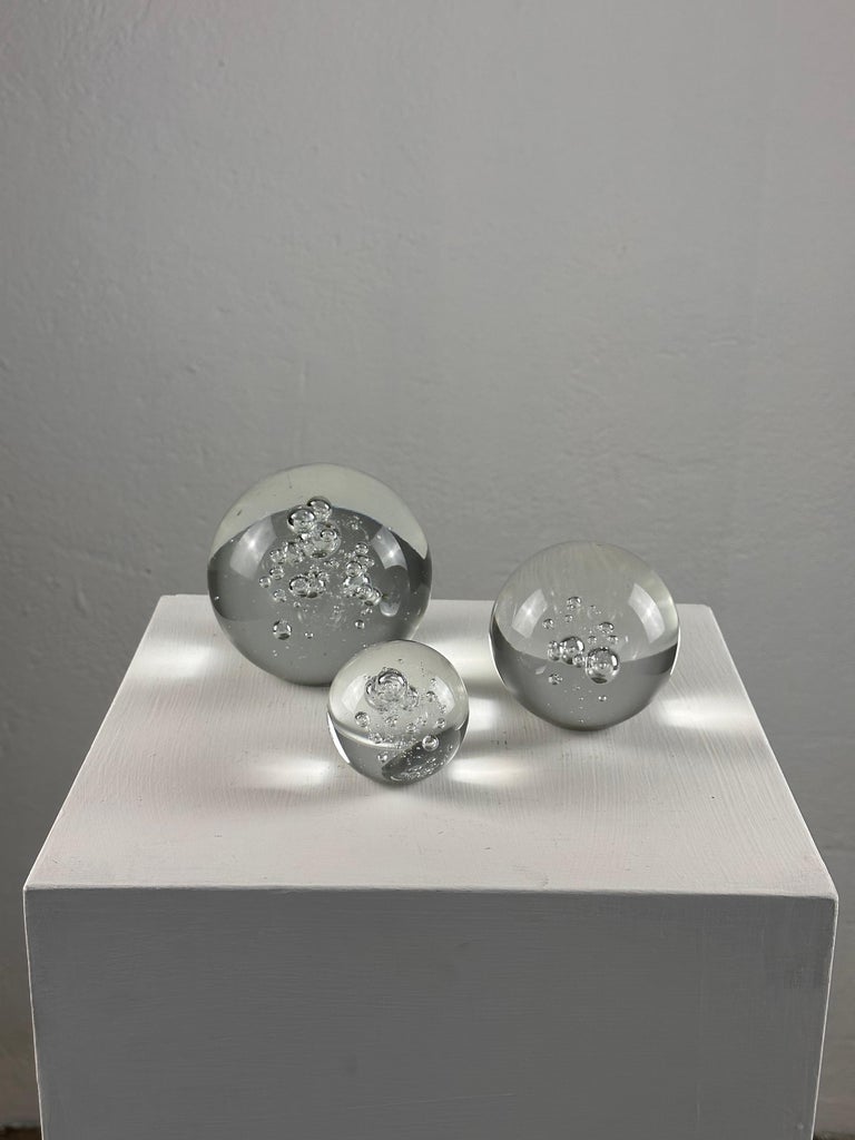 Set of 3 Signed Alfredo Barbini Glass Ornaments for Barbini Murano, Italy, 1980s