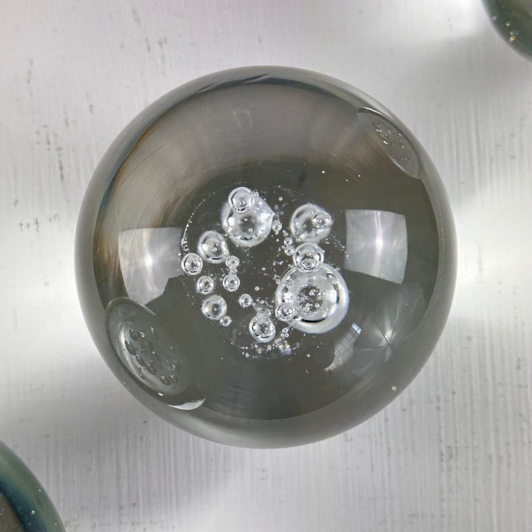 Set of 3 Signed Alfredo Barbini Glass Ornaments for Barbini Murano, Italy, 1980s