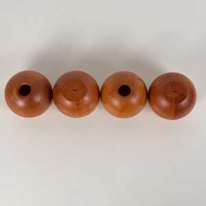 Set of 4 Spherical Pearwood Candleholders by Bottega Ghianda for Hermès, 1970s