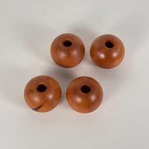 Set of 4 Spherical Pearwood Candleholders by Bottega Ghianda for Hermès, 1970s