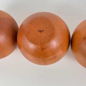 Set of 4 Spherical Pearwood Candleholders by Bottega Ghianda for Hermès, 1970s