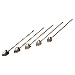 Set of 5 Mid-Century Cocktail Sipper Straws with Heart-Shaped Spoons, 1950s