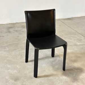 Set of Four CAB 412 Chairs by Mario Bellini for Cassina in Black Leather, 1970s
