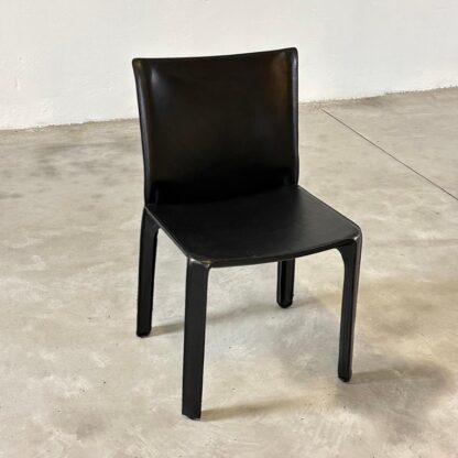 Set of Four CAB 412 Chairs by Mario Bellini for Cassina in Black Leather, 1970s