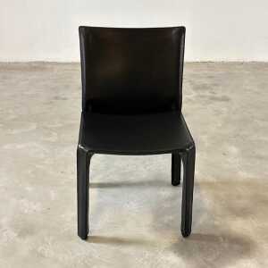 Set of Four CAB 412 Chairs by Mario Bellini for Cassina in Black Leather, 1970s