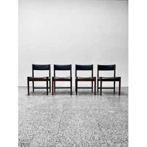Set of Four Dining Chairs in Black Leather by Kurt Østervig for Sibast, 1960s