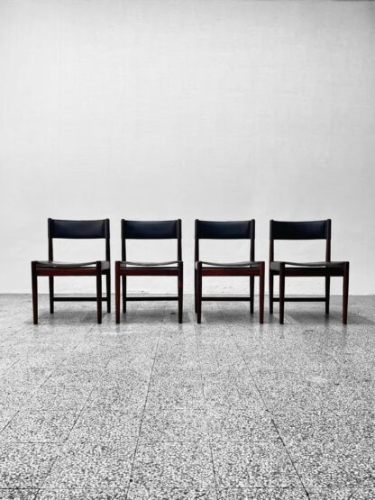 Set of Four Dining Chairs in Black Leather by Kurt Østervig for Sibast, 1960s