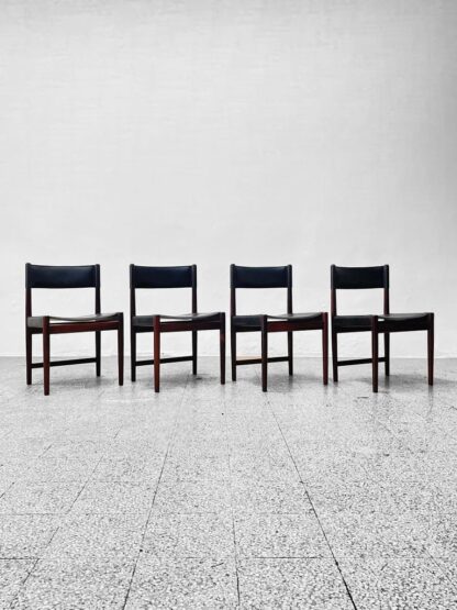 Set of Four Dining Chairs in Black Leather by Kurt Østervig for Sibast, 1960s