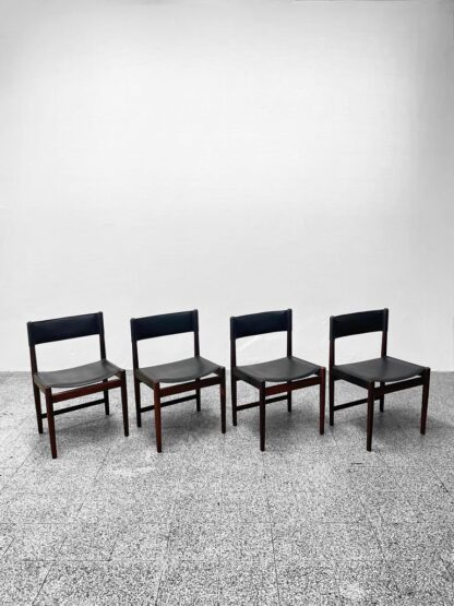 Set of Four Dining Chairs in Black Leather by Kurt Østervig for Sibast, 1960s