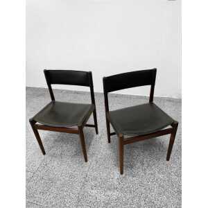 Set of Four Dining Chairs in Black Leather by Kurt Østervig for Sibast, 1960s