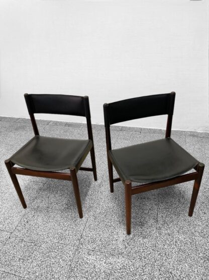 Set of Four Dining Chairs in Black Leather by Kurt Østervig for Sibast, 1960s