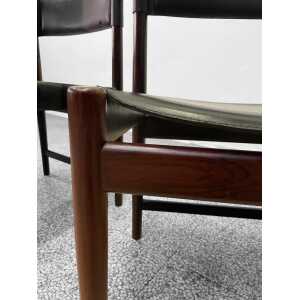 Set of Four Dining Chairs in Black Leather by Kurt Østervig for Sibast, 1960s