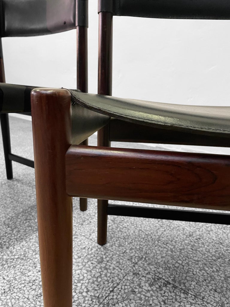 Set of Four Dining Chairs in Black Leather by Kurt Østervig for Sibast, 1960s
