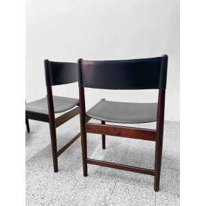 Set of Four Dining Chairs in Black Leather by Kurt Østervig for Sibast, 1960s