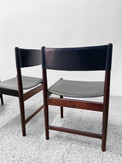 Set of Four Dining Chairs in Black Leather by Kurt Østervig for Sibast, 1960s