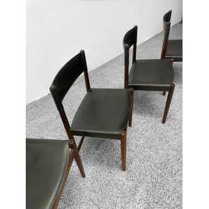 Set of Four Dining Chairs in Black Leather by Kurt Østervig for Sibast, 1960s
