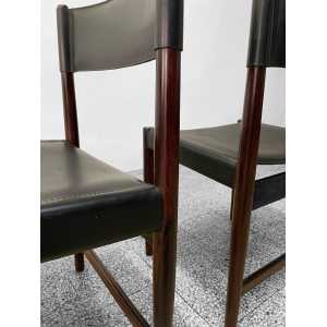 Set of Four Dining Chairs in Black Leather by Kurt Østervig for Sibast, 1960s