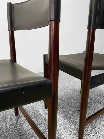 Set of Four Dining Chairs in Black Leather by Kurt Østervig for Sibast, 1960s