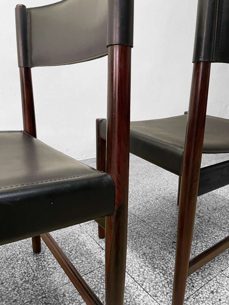 Set of Four Dining Chairs in Black Leather by Kurt Østervig for Sibast, 1960s