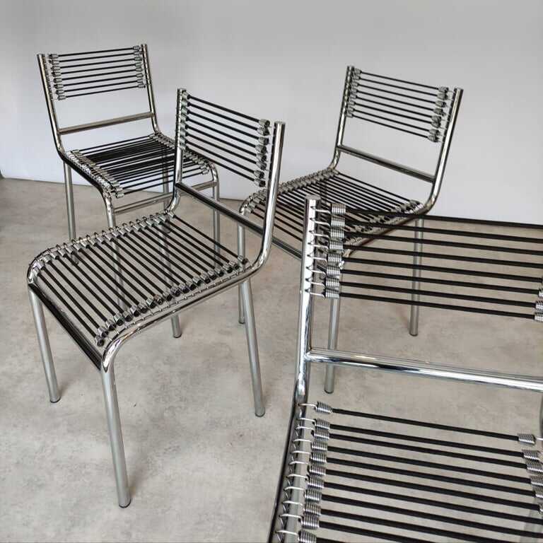 Set of Four René Herbst "Sandows" Bauhaus Chairs, 1920s